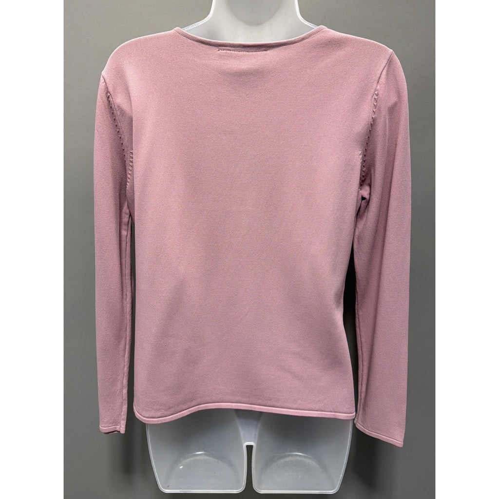 Vtg Rochelle Top Womens S Pink Floral Embroidered Embellished Long Sleeve New