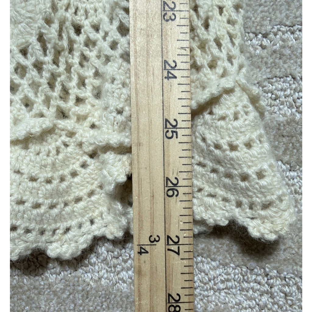 Nicole Miller Women Cover Up S Cream Crochet Cashmere Angora Blend Boho Coastal