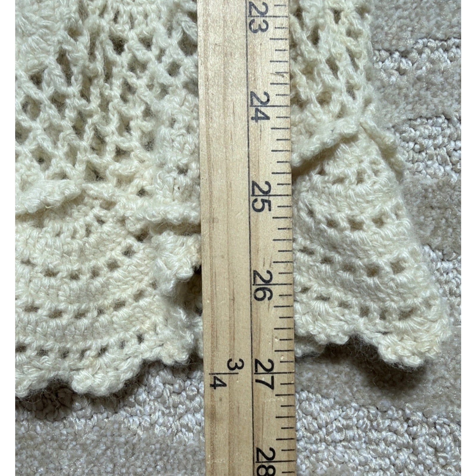 Nicole Miller Women Cover Up S Cream Crochet Cashmere Angora Blend Boho Coastal