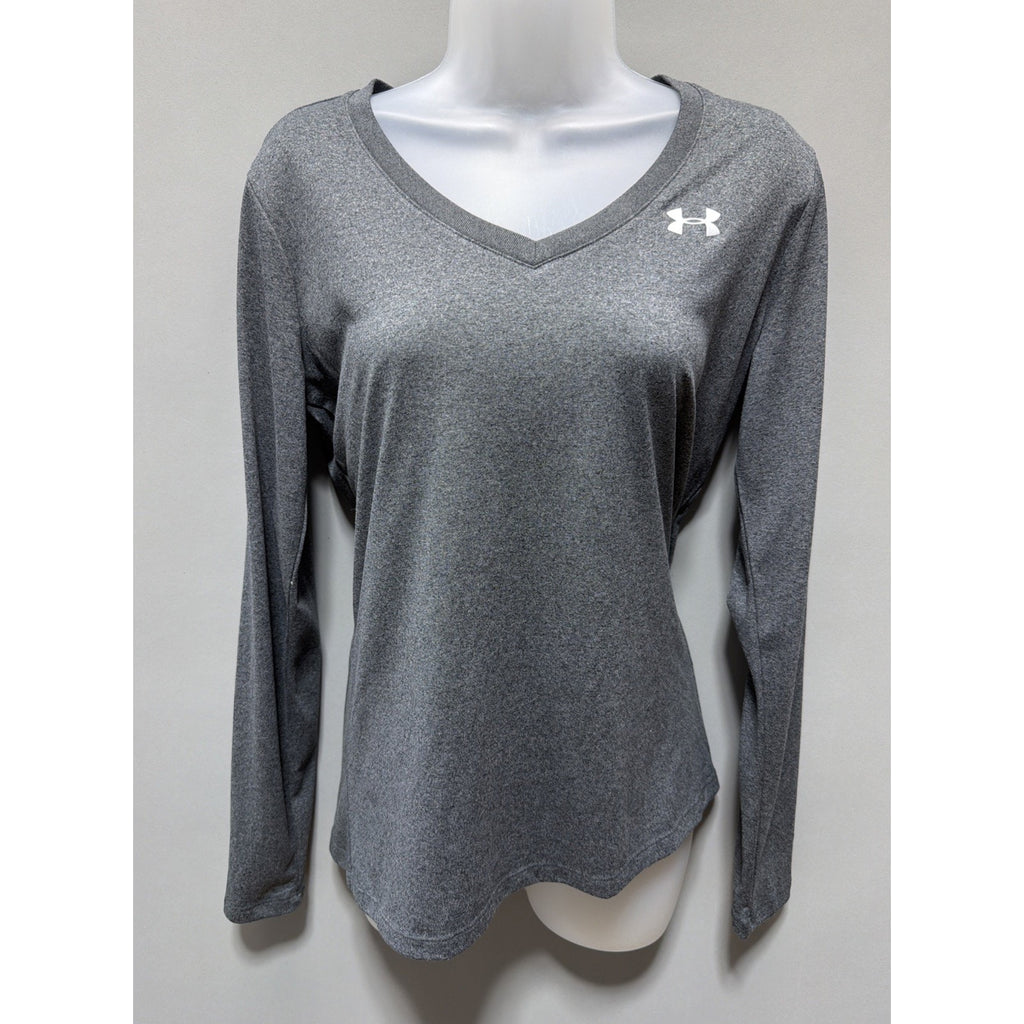Under Armour UA Womens M Tech V-Neck L/S Tee Shirt Graphite