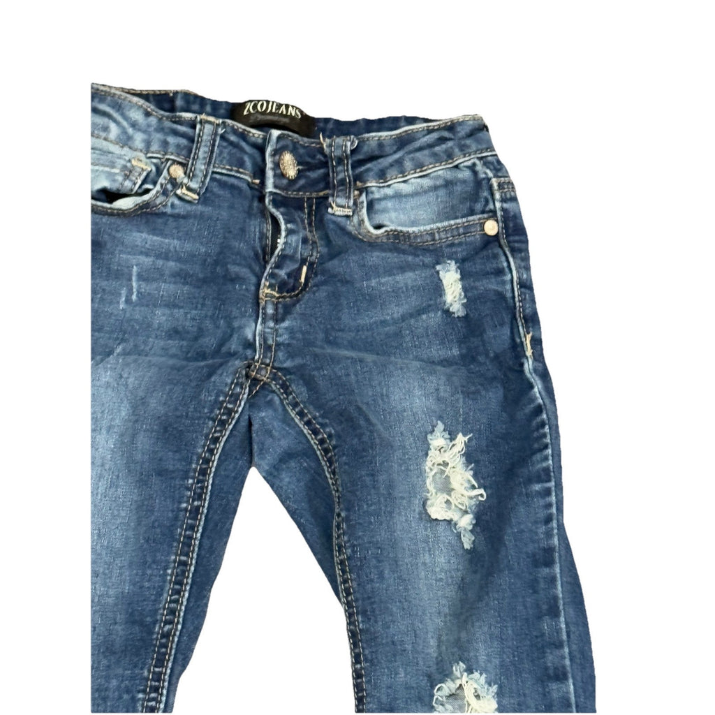 ZCO Jeans Premium Girls size 7 Blue Jeans Distressed Jeans Stretch