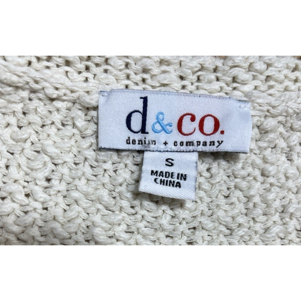 Denim & Co. Heritage Cable Knit Sweater Dress- Ivory- Small