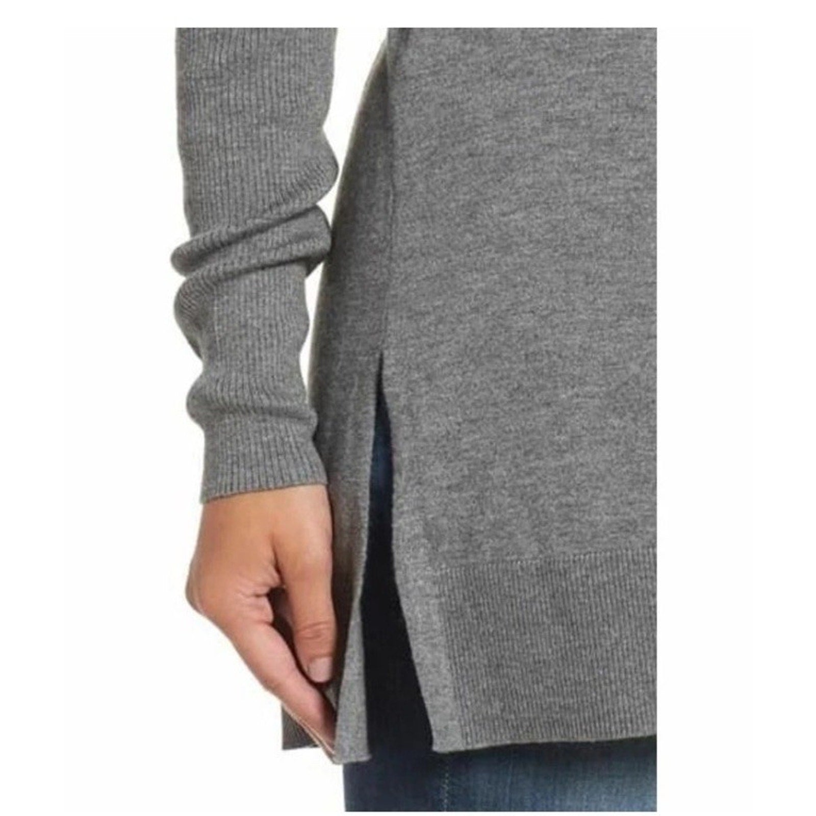 Caslon 3-in-1 Side Slit Convertible Cowl Neck Tunic Size M Dark Heather Grey NEW