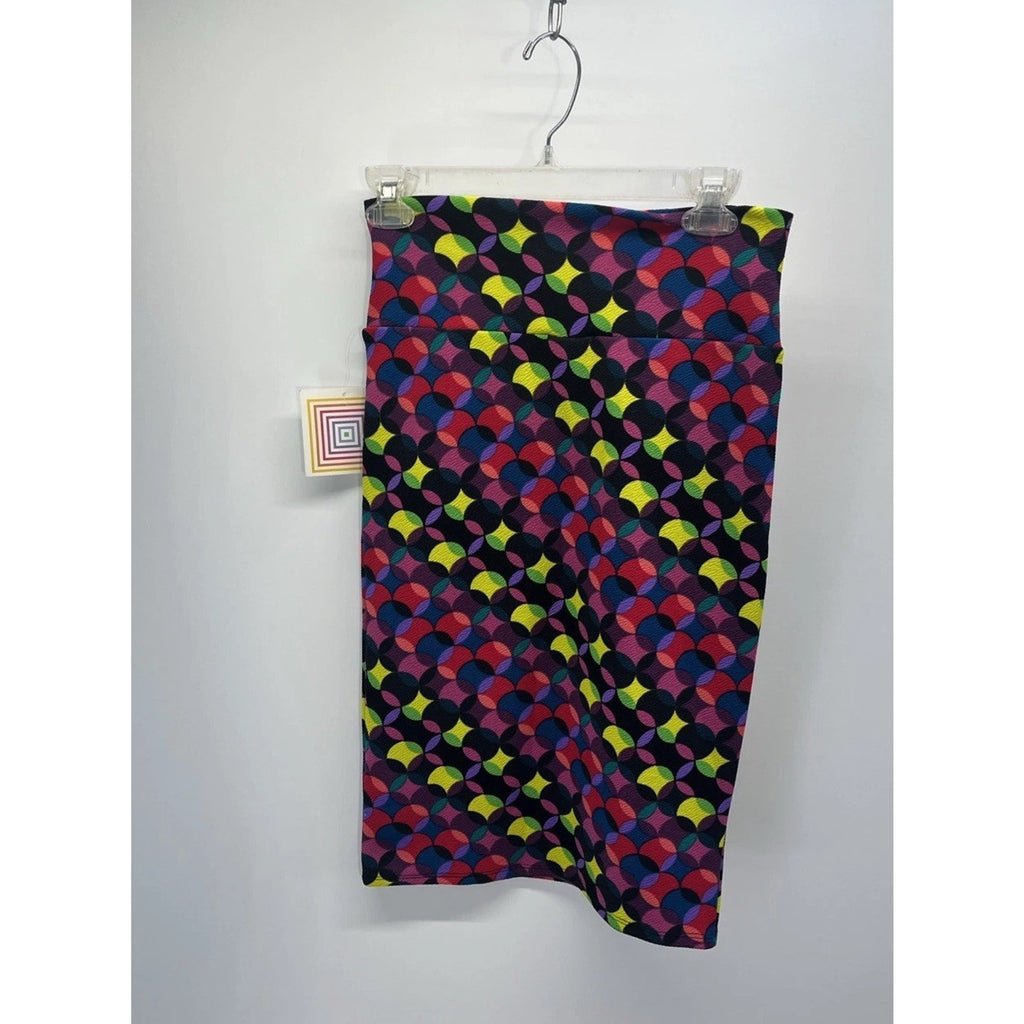 NWT LulaRoe Cassie Skirt Psychedelic Mod Trippy Purple Red Illusion Wiggle XS