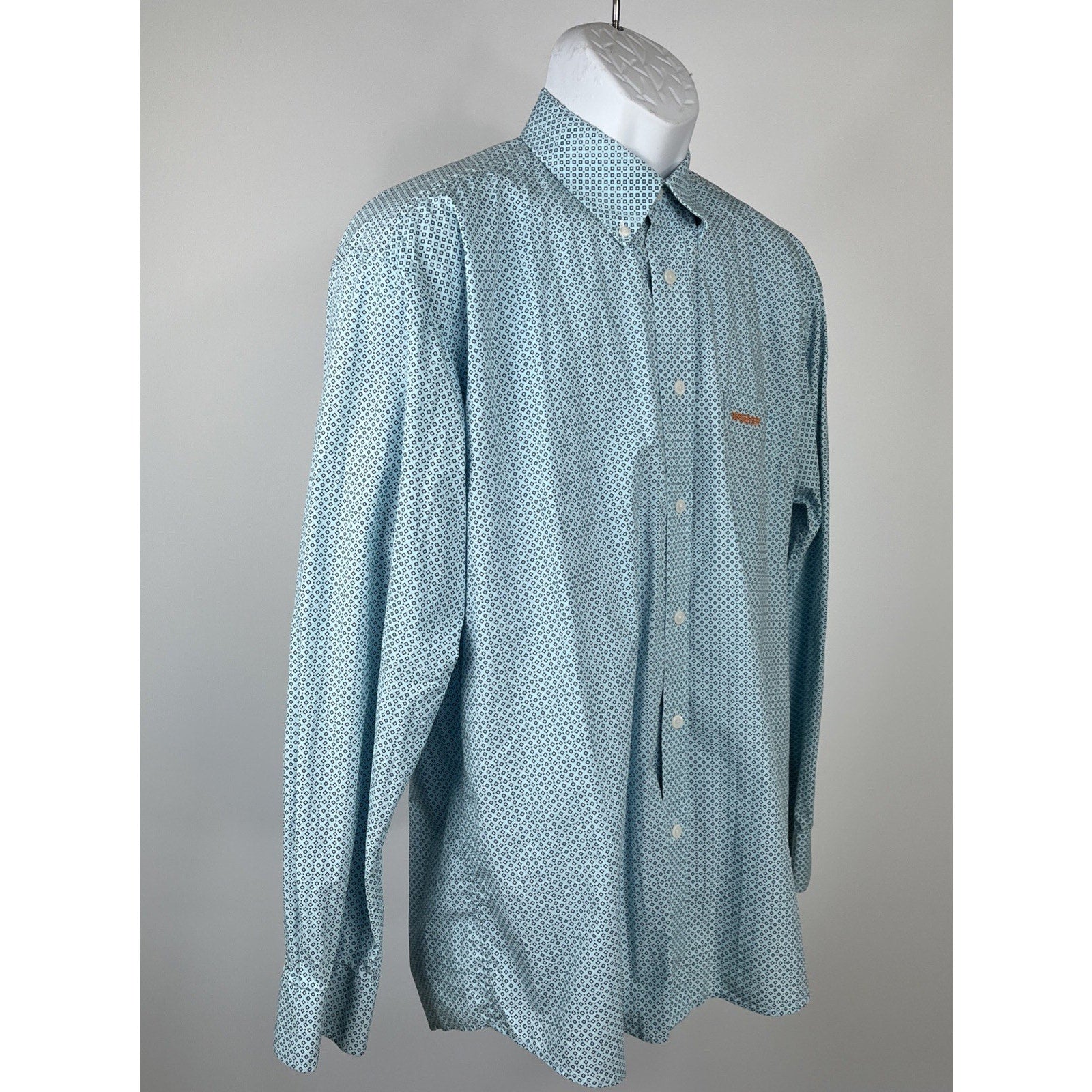 Mens Drover Cowboy Threads Size Medium Blue White Checkered Long Sleeve Button