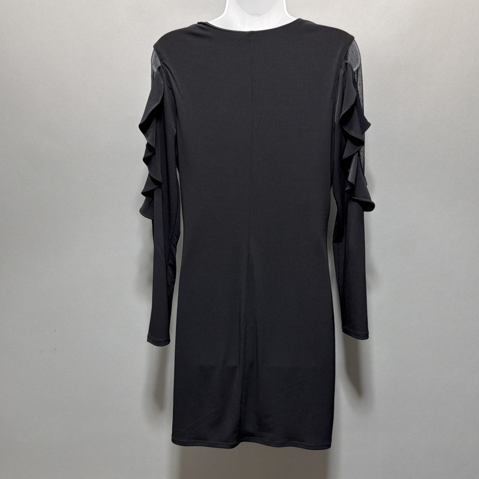 Express Ruffle Sleeve Mini Sheath Lined Black Dress Size M