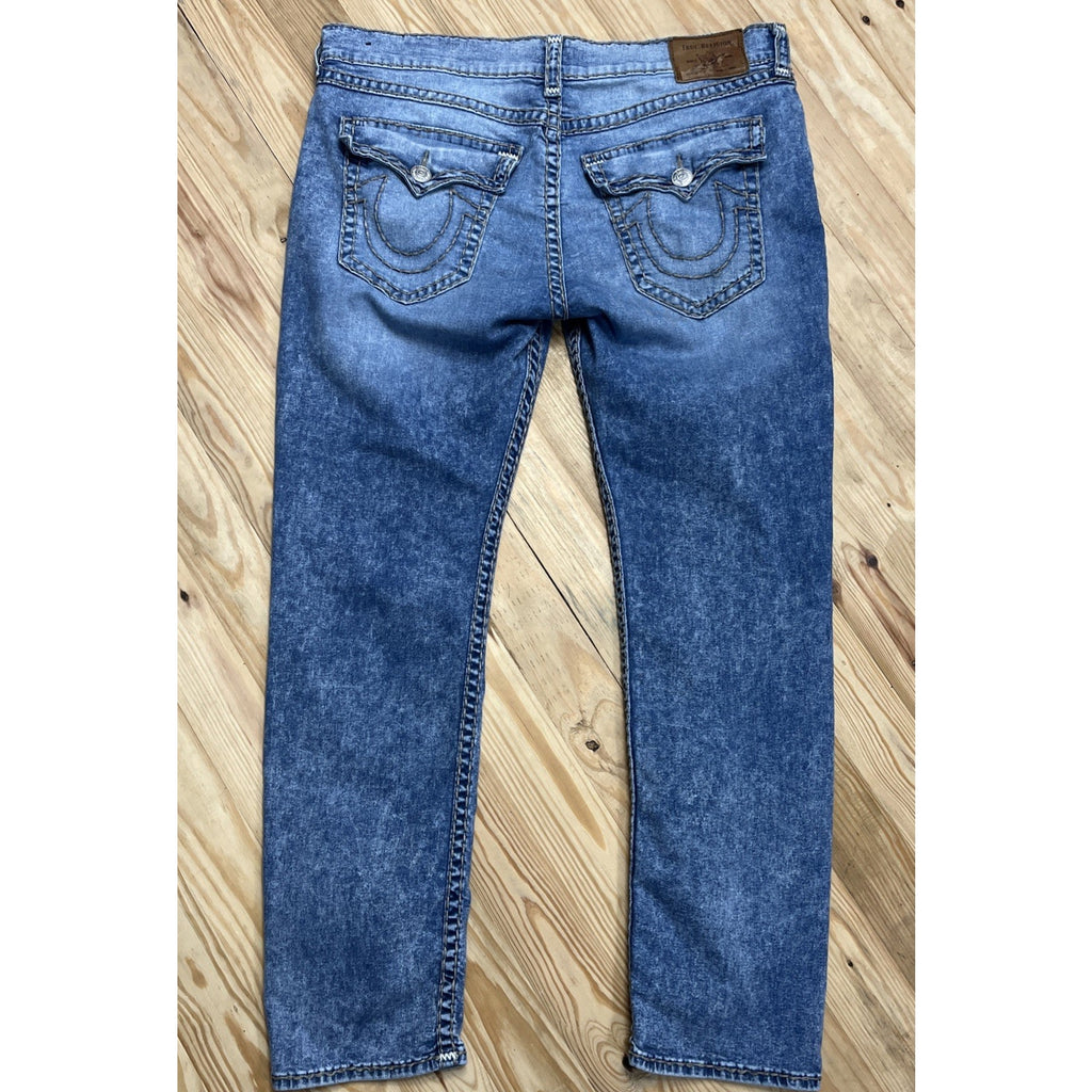 Mens 40 X 34 True Religion Geno Relaxed Slim Super T with Flap Jeans