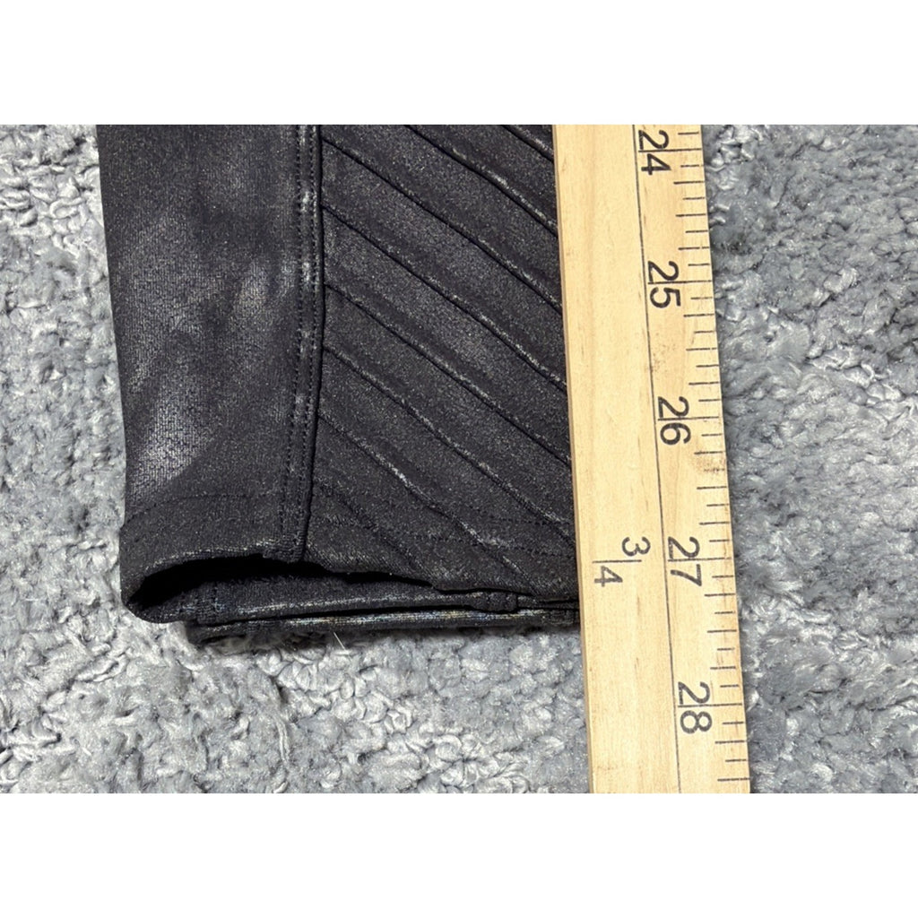 Spanx Faux Leather Moto Skinny Shaping Leggings Medium M Pants Very Black