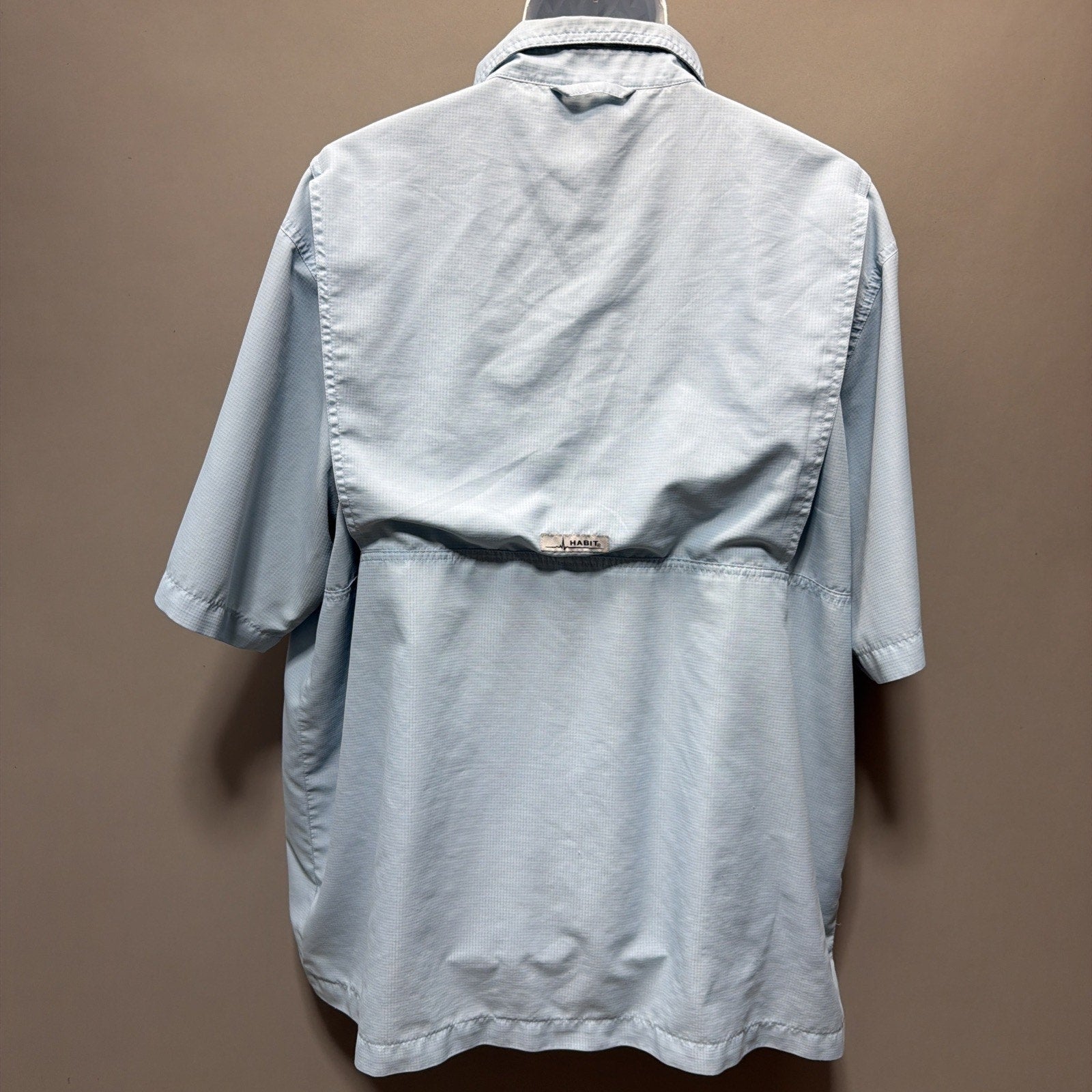 Habit Mens Fishing Shirt Size XL 40+ Solar Factor Blue Short Sleeves Pockets