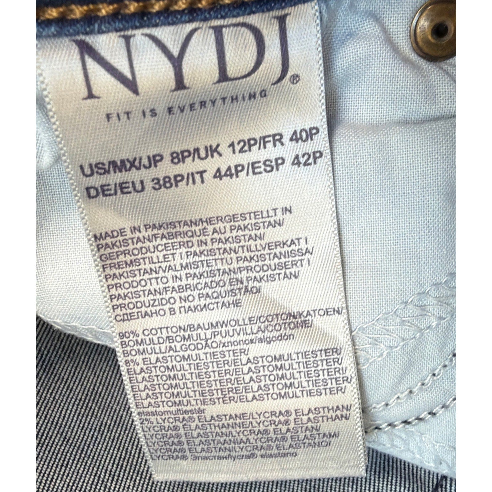 NYDJ Jeans Women's Marilyn Straight Tummy Control Pants Quinn Blue 8 Petite