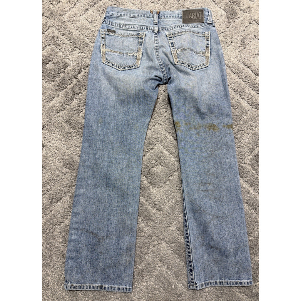 Ariat M7 Men's Slim Fit Straight Leg Denim 31x30 Thick Stitch Workwear /Stained