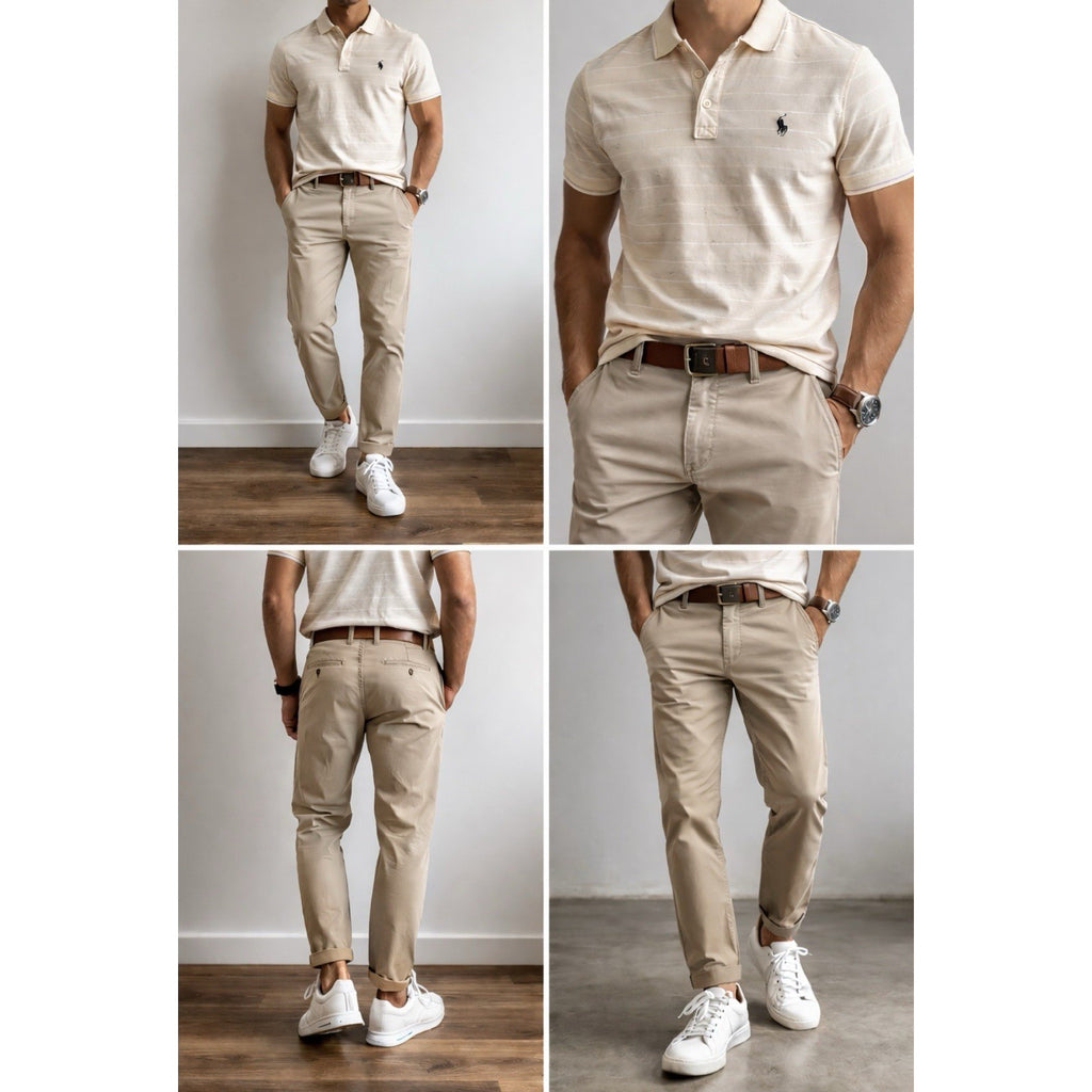Polo Ralph Lauren Mens 46x30 Stretch Classic Fit Chino Pants Khaki Tan Cotton