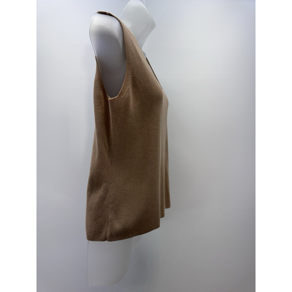 CHICO'S Square Neck Tank Camel 100% Cotton Ribbed Women’s Size 2 (US Large)