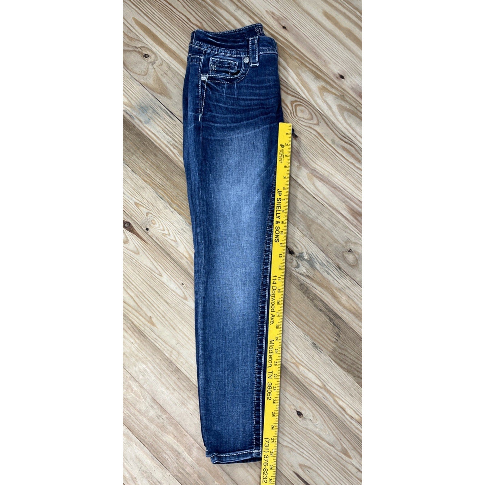 Miss Me Women’s Leather Shadow Wings Mid Rise Easy Skinny Jeans Size 26