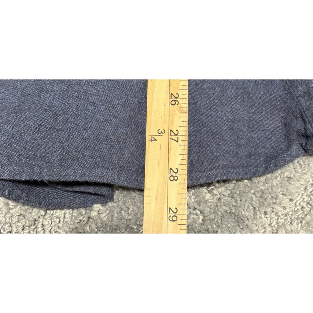 Simply Noelle Button Front 100% Cotton Blouse Tunic Women L/XL Roll Tab Blue