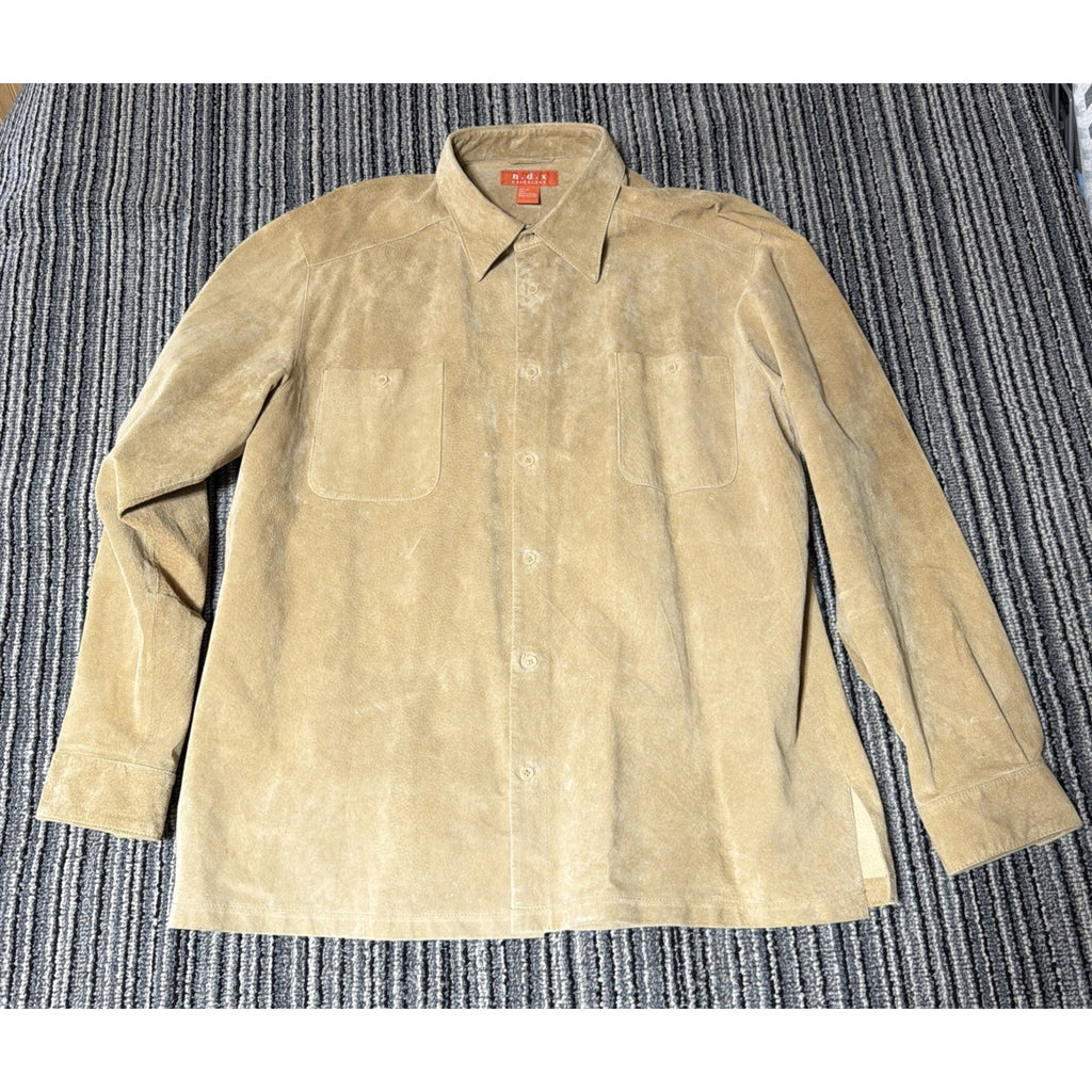 NWOT NDX Nederland Men XL Tan Suede Leather Shirt Jacket Western Overshirt