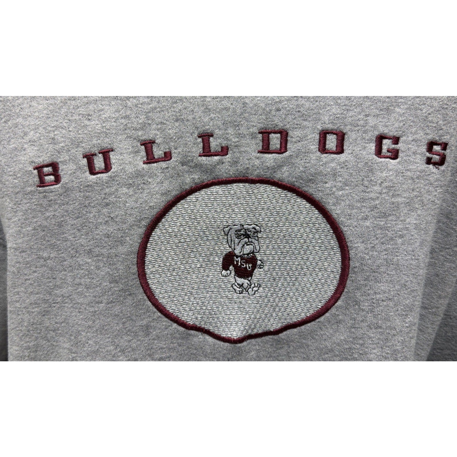 Vintage Bulldogs Crewneck Sweatshirt Mens L Gray Spike Sports Embroidered 1990’s