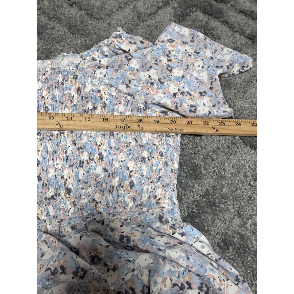 Mikarose Blue Floral Smocked Babydoll Midi Dress Women’s Size XXXL New