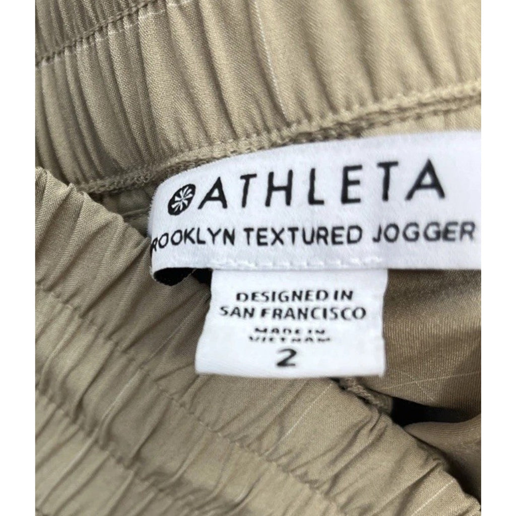 Women's Athleta Brooklyn Textured Jogger Tan Plaid Size 2