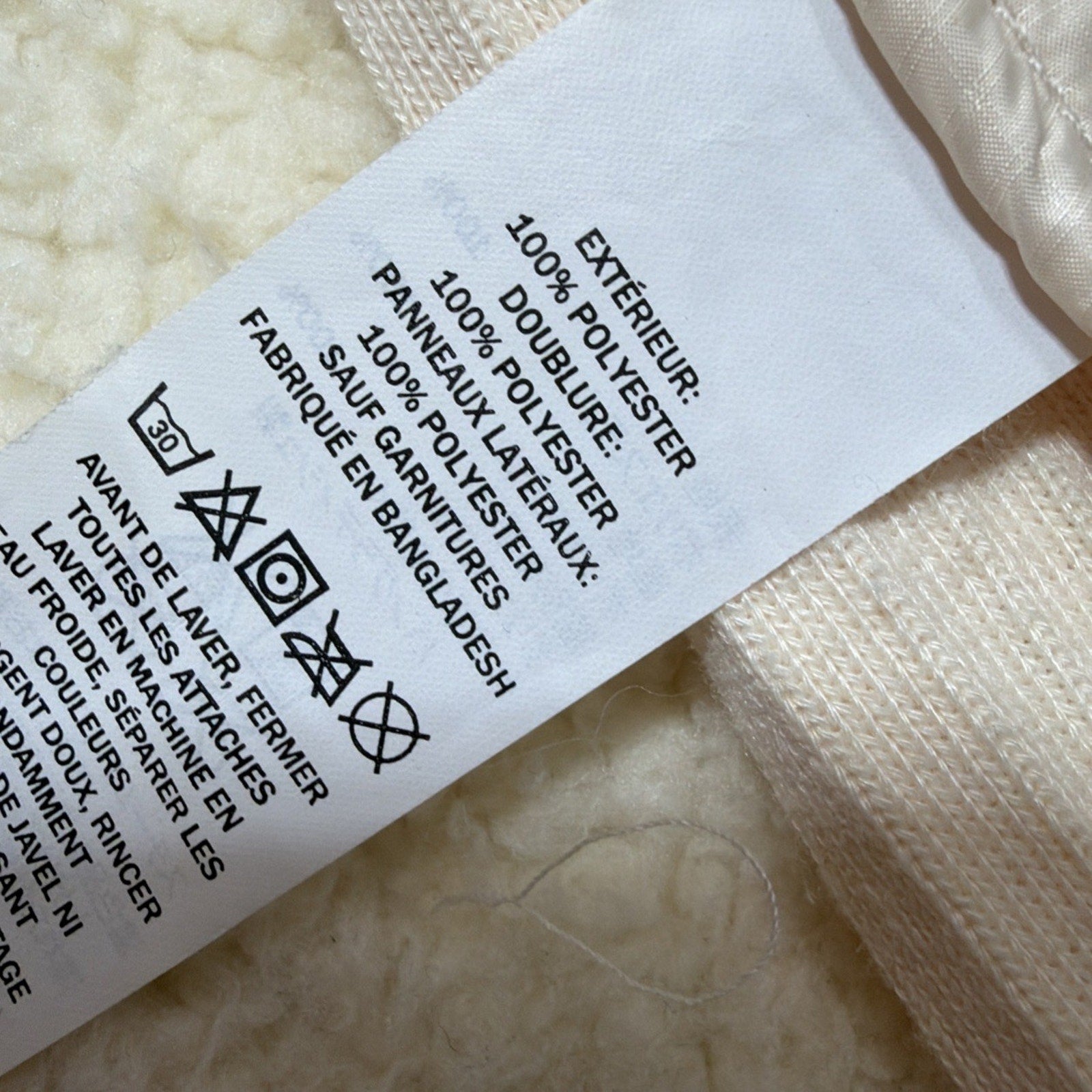 L.L. Bean Cream Quilted Sherpa Lined Full Zip Sleeveless Vest Womens Large