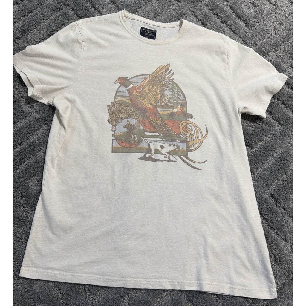 Abercrombie & Fitch Y2K T-Shirt Men's XXL Pheasant Hunting Logo Crew Neck