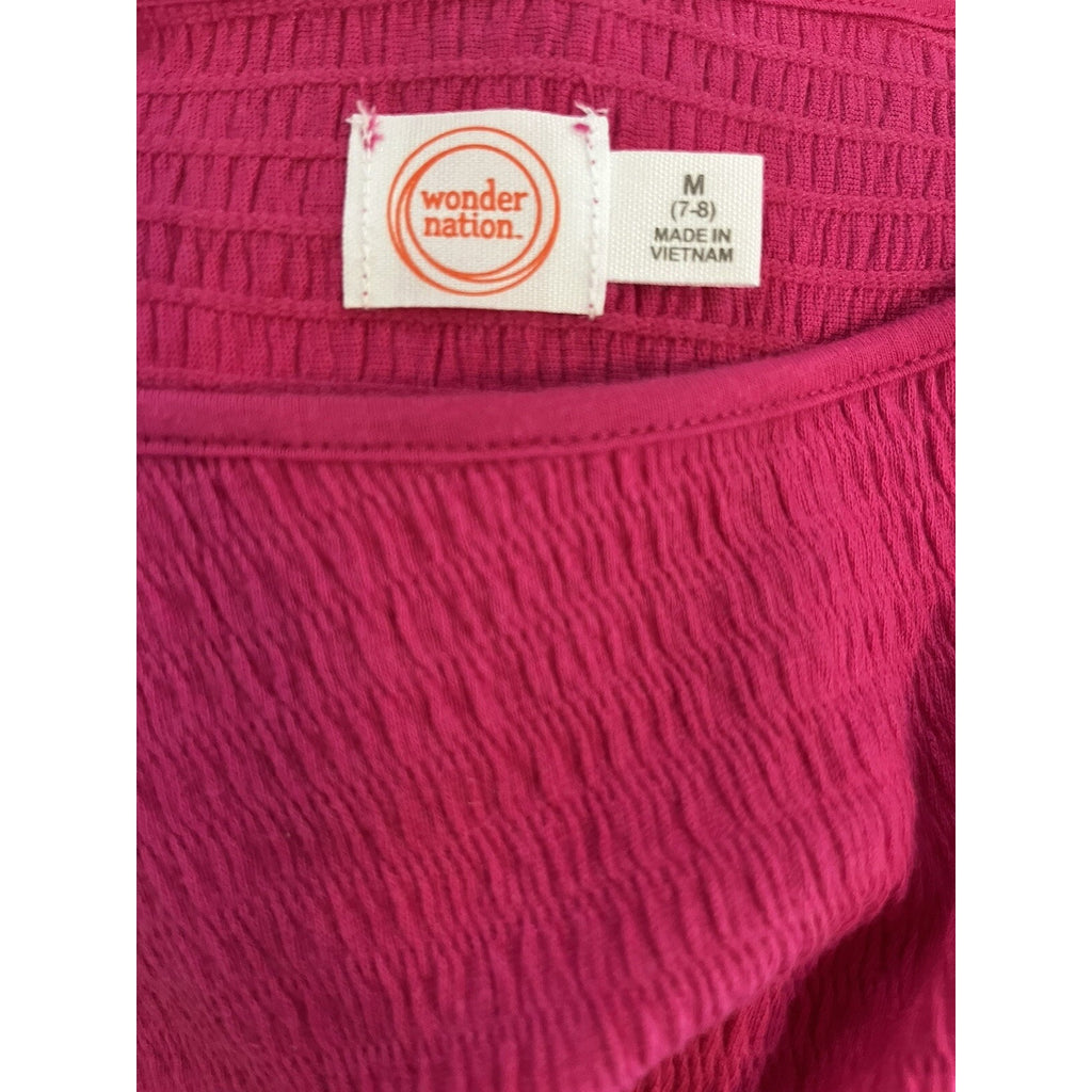 Wonder Nation Girl's Hot Pink Medium 7-8 Long Sleeve Texture Tee