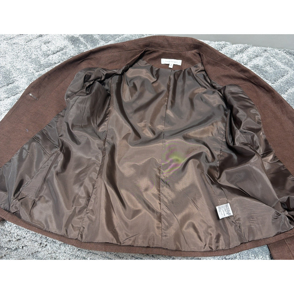 Harve Benard Brown 100% Linen Blazer Jacket 1 Button Down Lagenlook Size 10