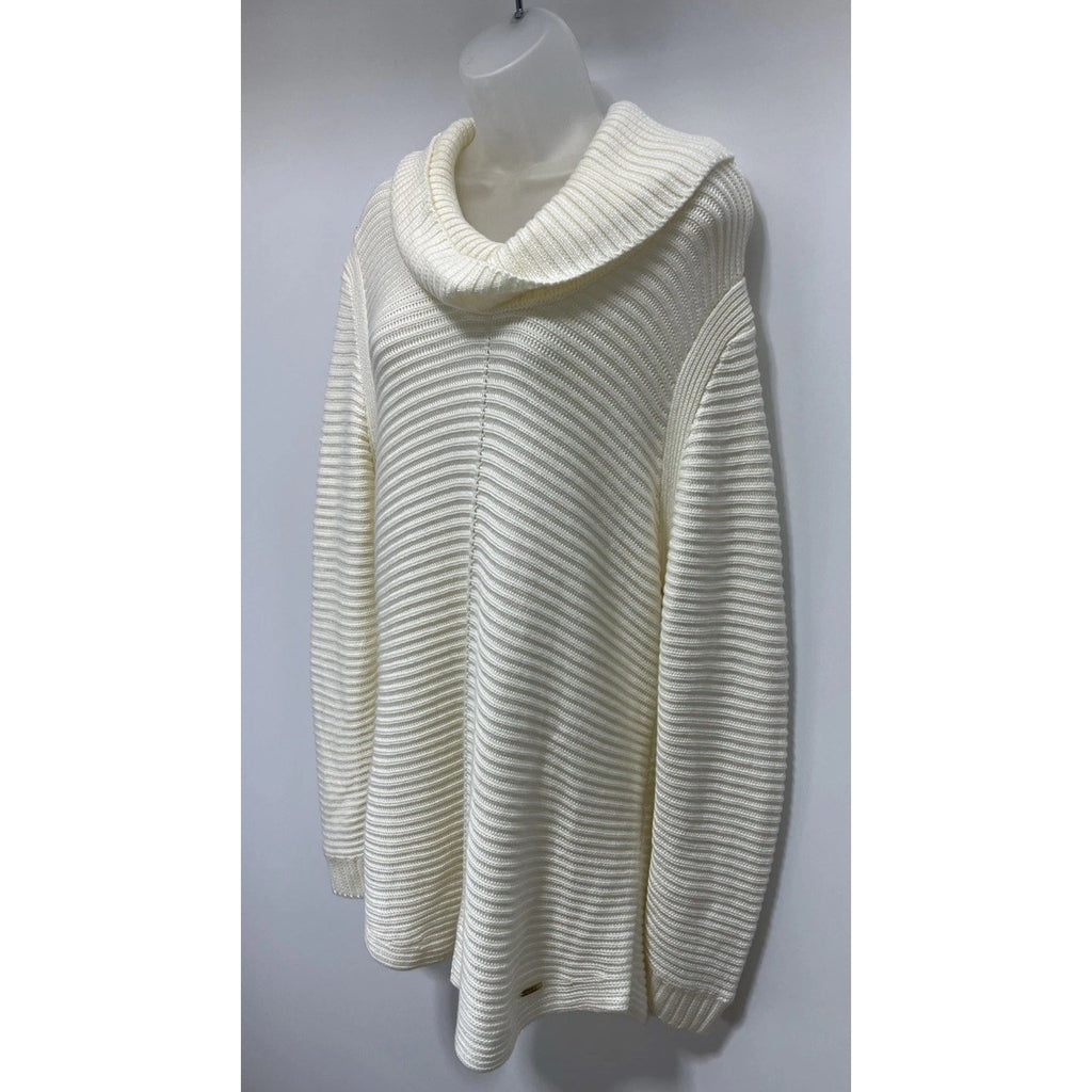 Calvin Klein Women's Sz XL Long Sleeve Cowl Neck Sweater Ivory