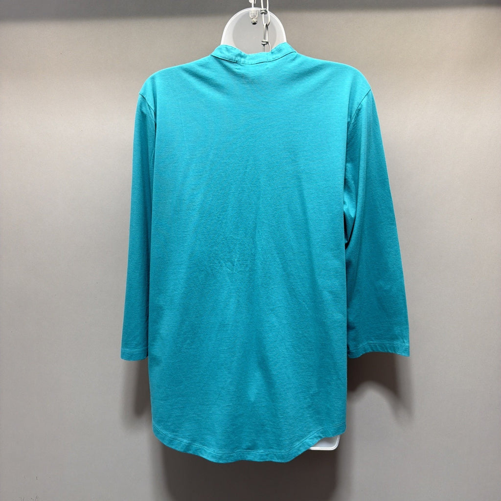 Lauren Ralph Lauren Bronze 1/2 Button Top XL 3/4 Sleeve Cotton Casual Preppy