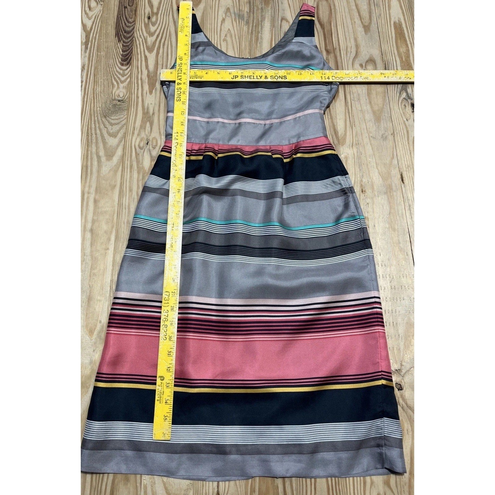 Banana Republic Sheath Dress Women Size 0 Striped 100% Silk Scoop-Neck Colorful