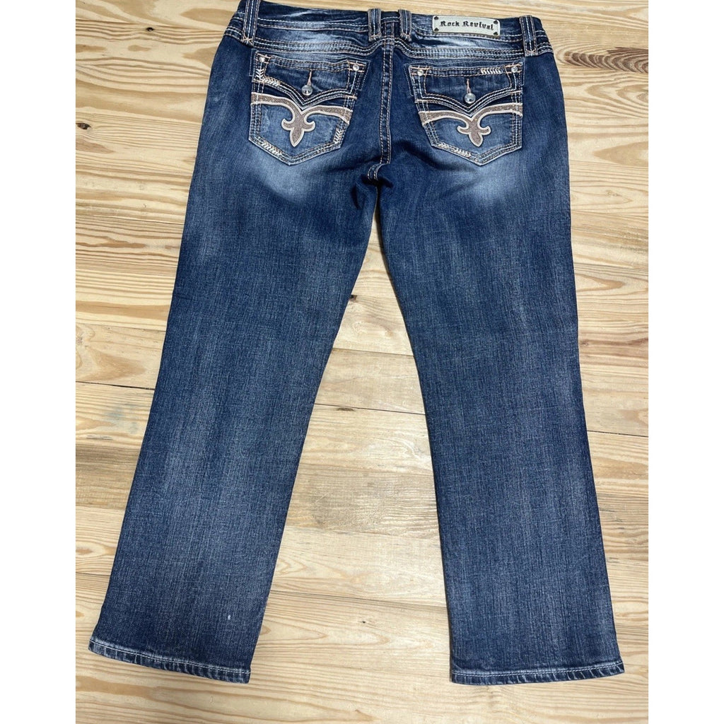 Rock Revival Ligeia Easy Crop Denim Jeans Size 32