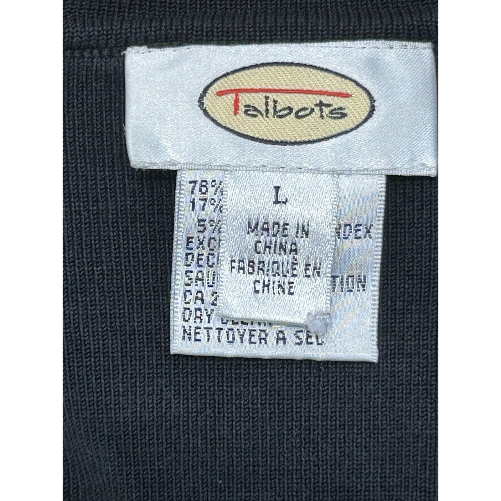 Women's TALBOTS Black 78% Silk Embroidered Long Sleeve Blouse Size Large.