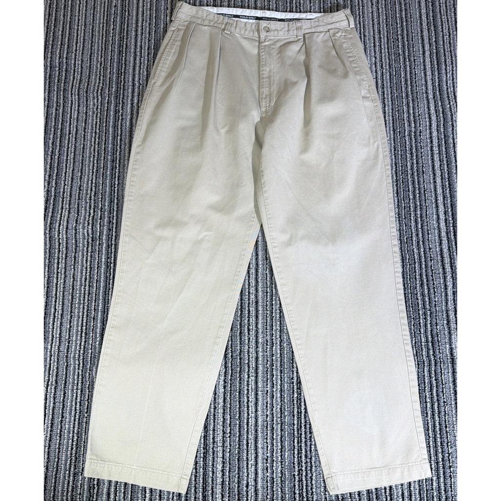 Vintage Polo Ralph Lauren Golf Pants Mens 36x32 Pleated Chino Made in USA