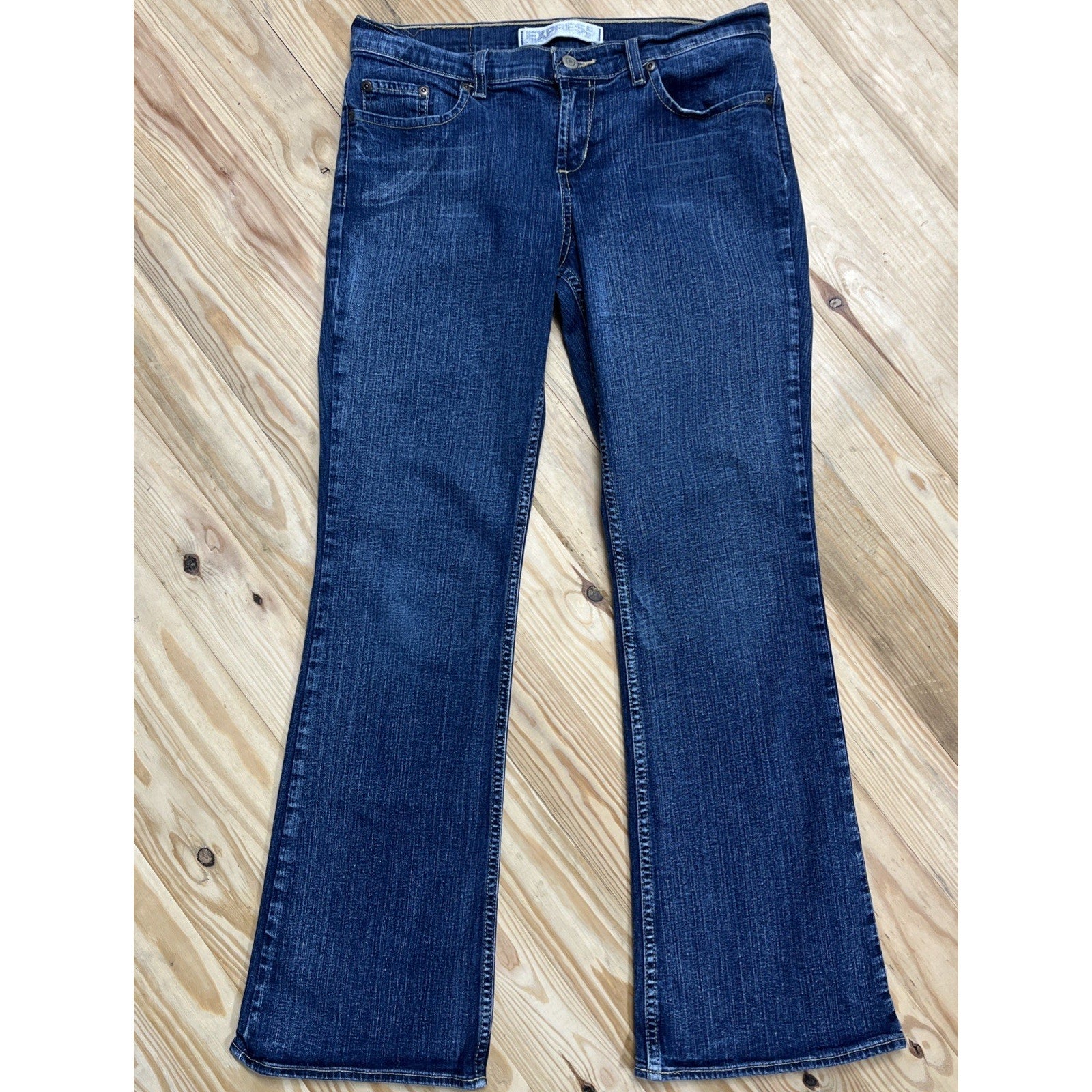 Express jeans sz 8S women sarula low slung flare denim blue