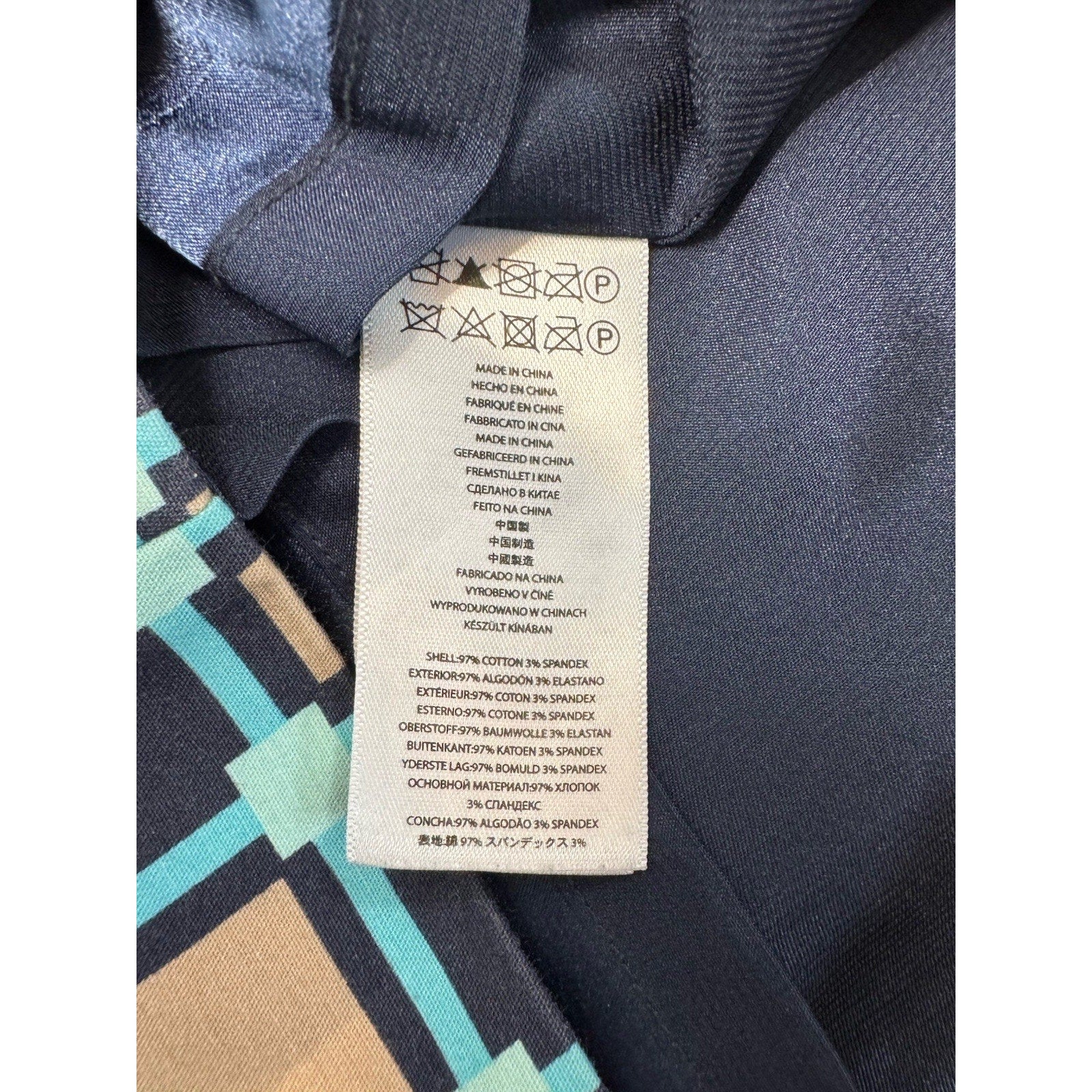 Michael Kors Geometric Black, Blue and Tan Short Sleeve Dress Size 12