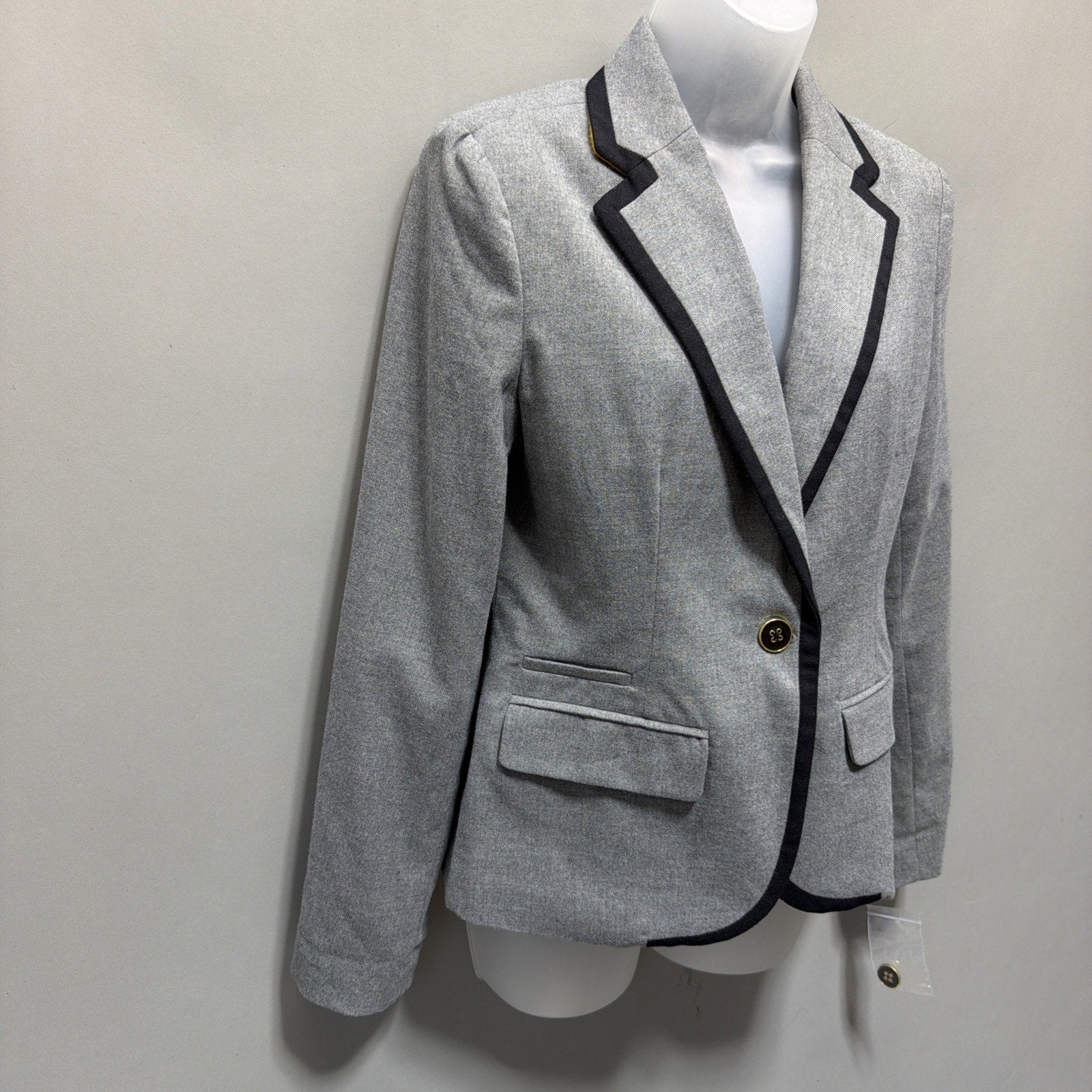 MERONA Blazer 6 Womens Gray Single Button Wool Blend NWT