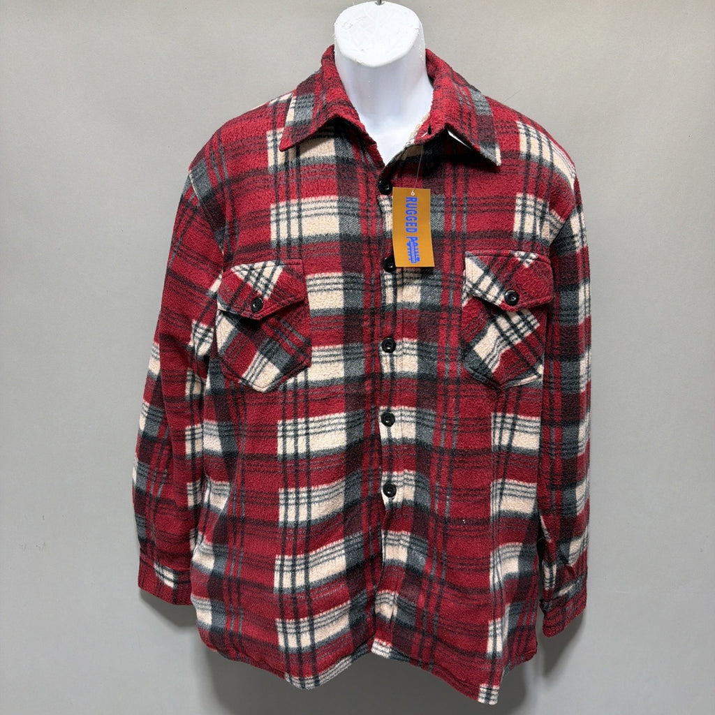 Mens Rugged Point Authentic Red Plaid Fleece Sherpa Button Up Shacket 2XL NWT