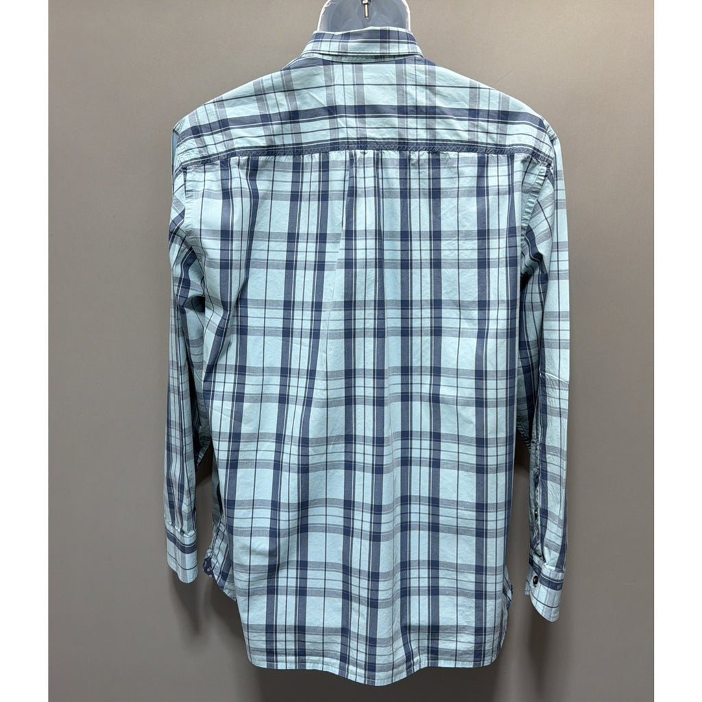Tommy Bahama Blue Plaid Long Sleeve Button Up 100% Pima Cotton Mens Size L
