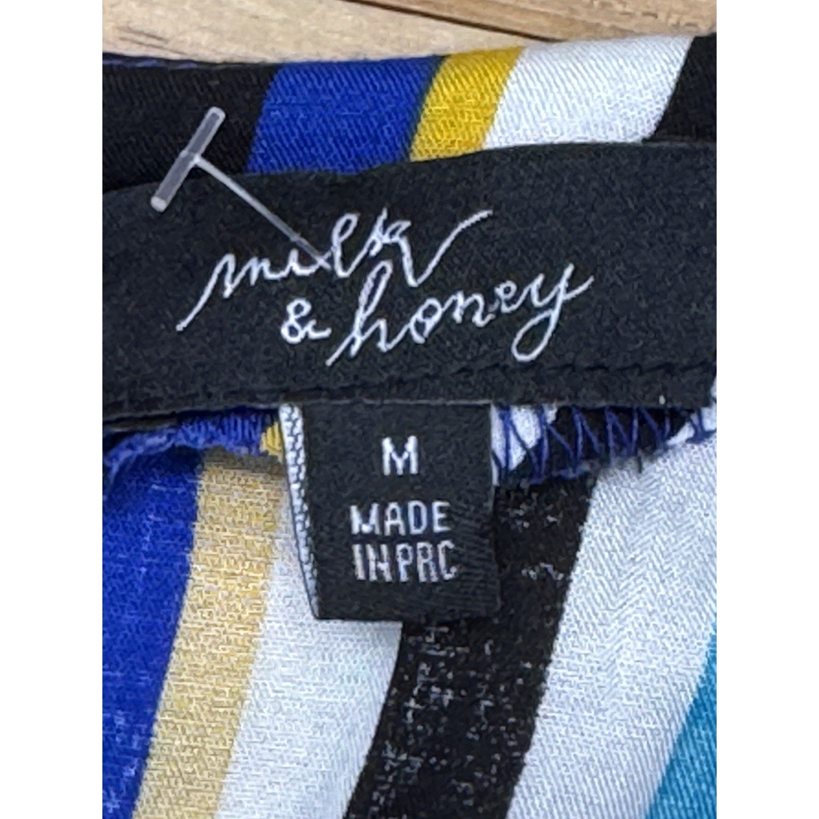 MILK & HONEY Rainbow Striped Jumpsuit Stretches At Waste Zips Up Back Size Med