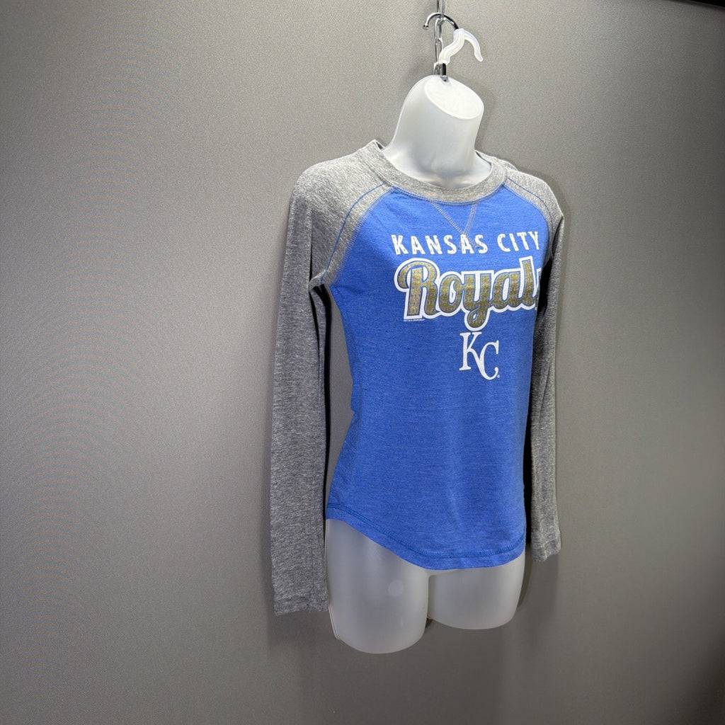 Soft As A Grape Kansas City Royals Womens T-Shirt Blue Long Sleeve Size S