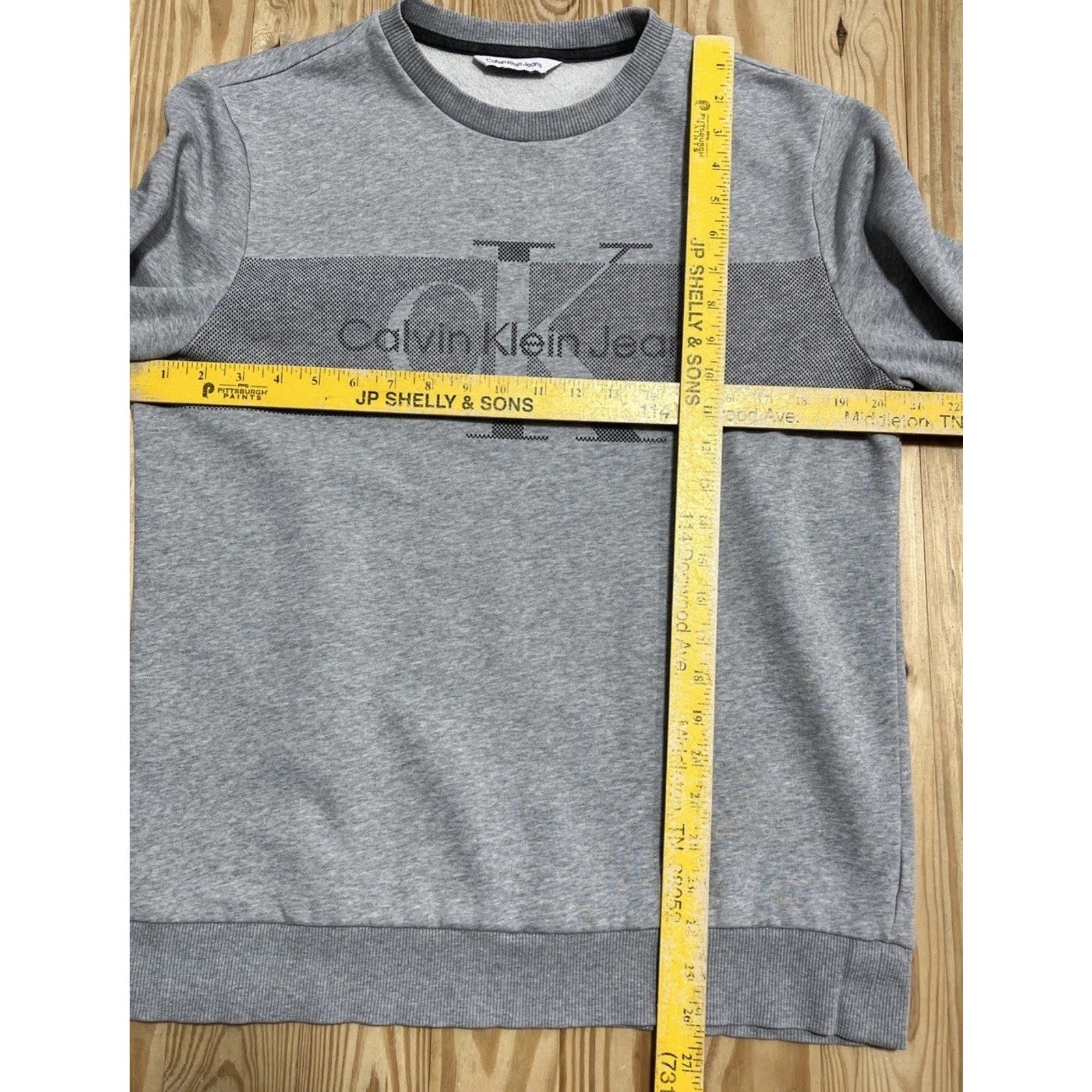 CALVIN KLEIN MENS GRAY FLEECE CREW NECK LONG SLEEVE SWEATSHIRT SIZE L