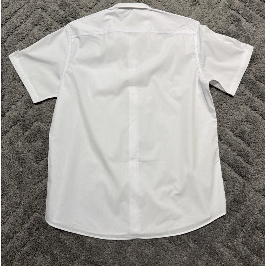 Men's Dress Shirt Button Down OMEGA Italy Designer Short Sleeve XL White