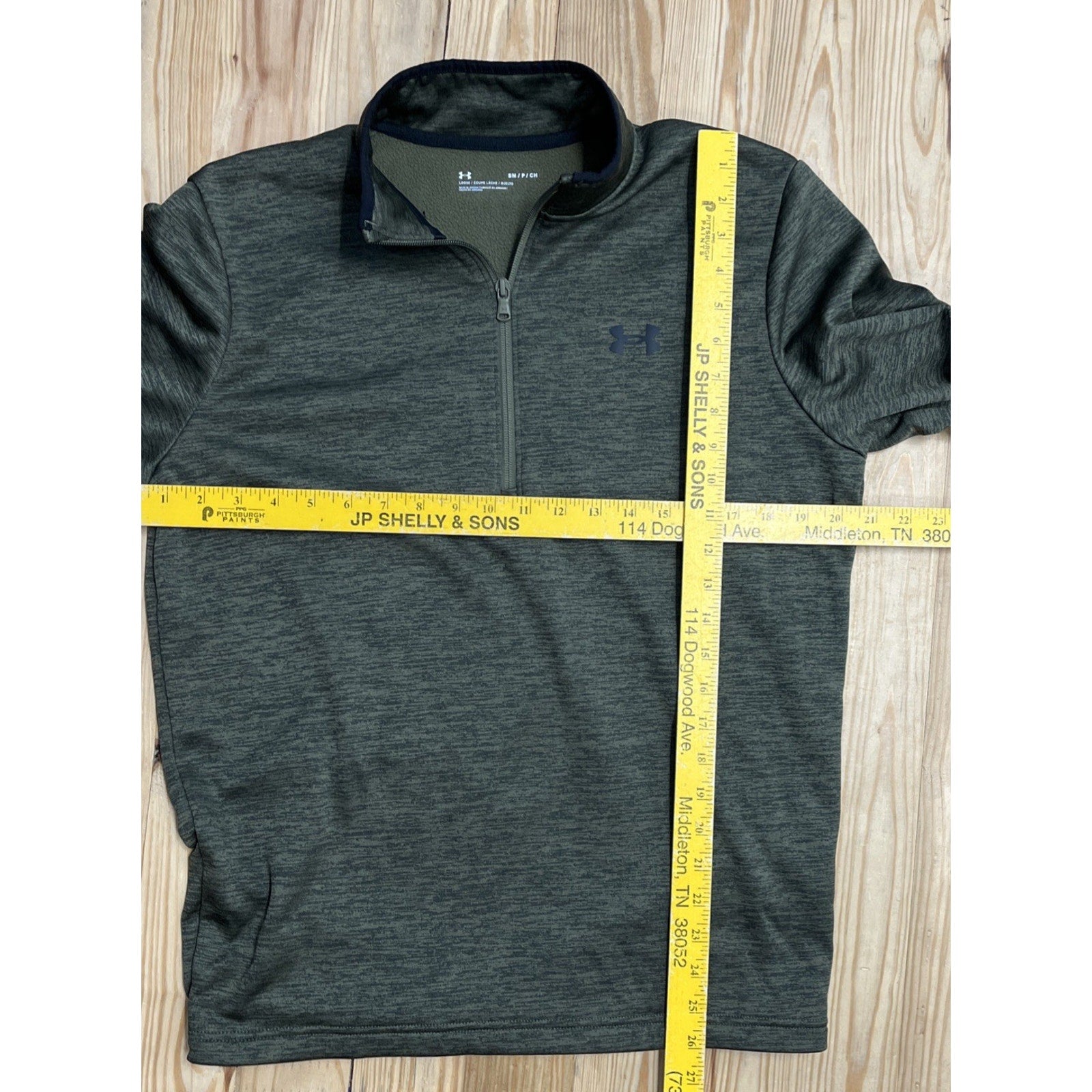 Under Armour CG Fleece Men's Small 1/2 Zip Green Long Sleeve Activewear Top