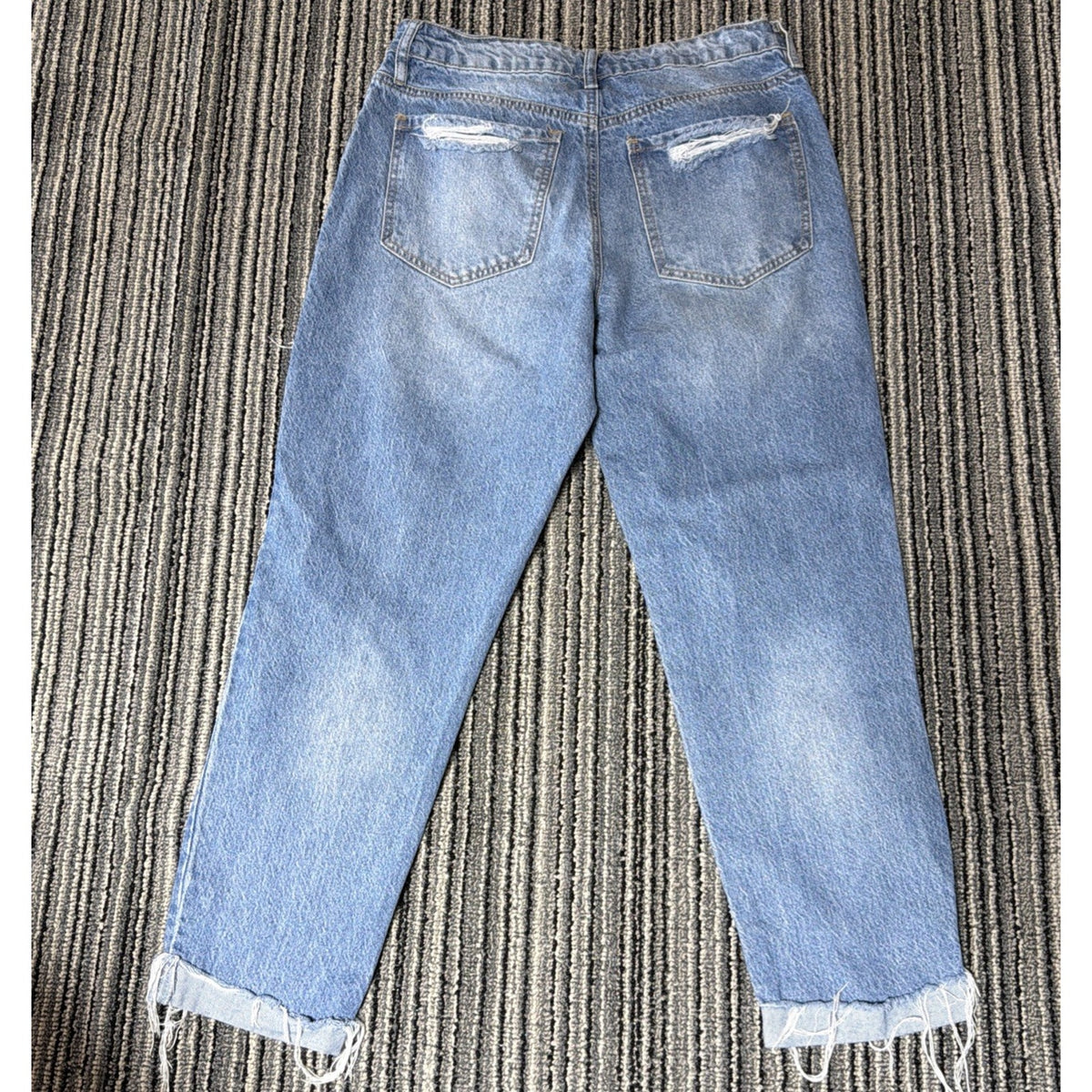 Rue 21 Mom Jeans Women 10 High Rise Straight Leg Relaxed Distressed