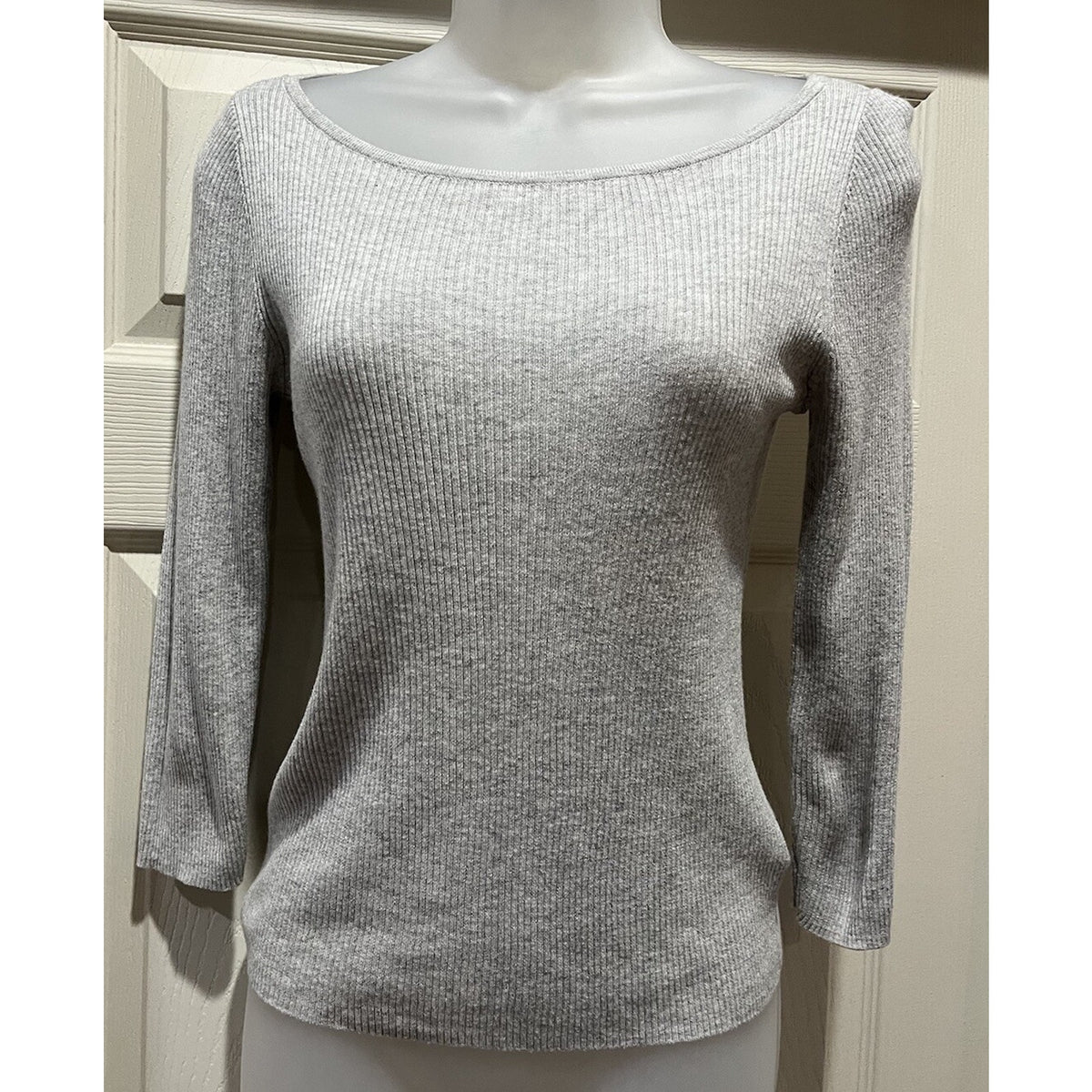 Express Womens Cotton Blend LS Scoop Neck Gray Sweater Shirt Women's Size XS