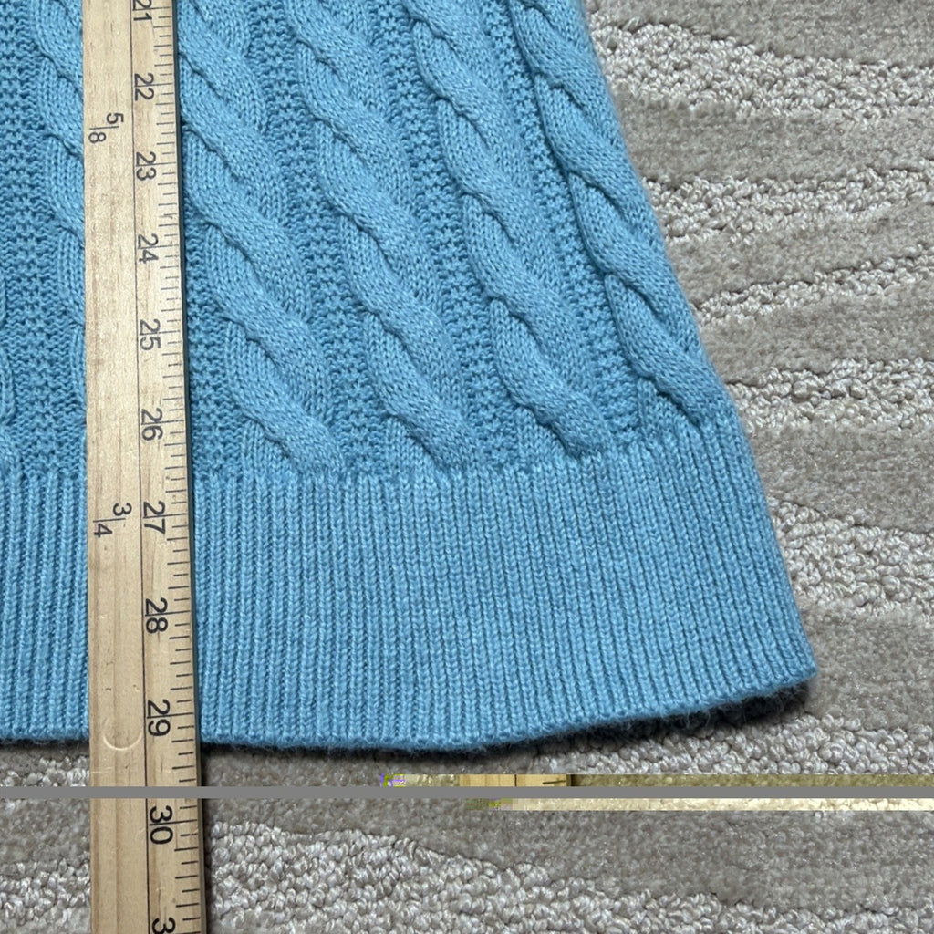 Talbots Plus 1X Cable Knit Sweater Shoulder Button Detail Aqua Blue New W Tag