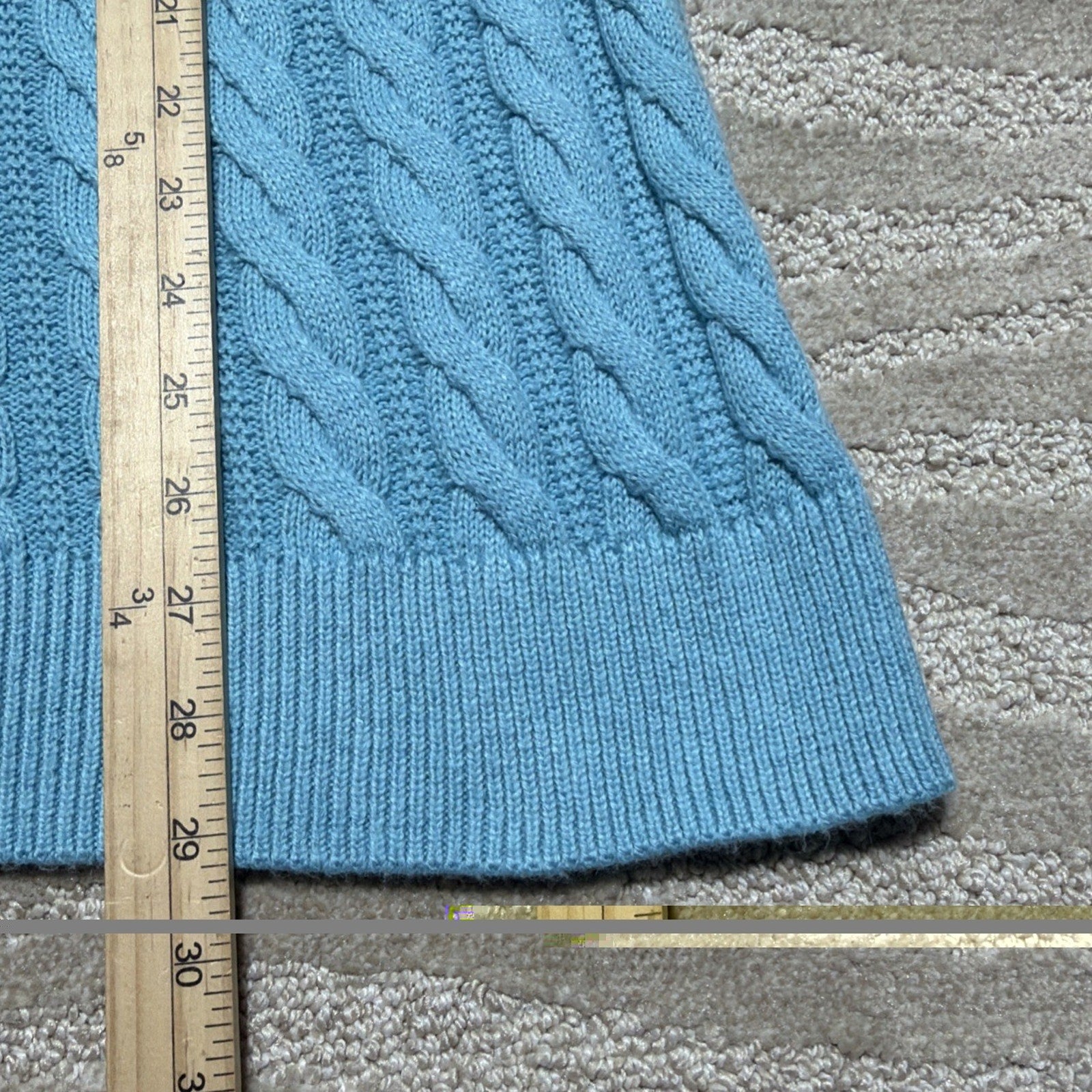 Talbots Plus 1X Cable Knit Sweater Shoulder Button Detail Aqua Blue New W Tag