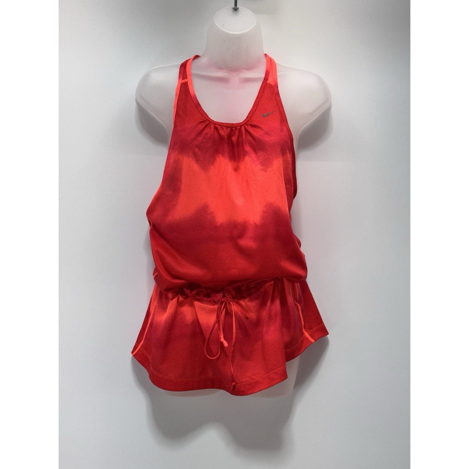 Nike Dri Fit Pink/Red Swim Cover Racer Back Tie Waist Zip Pocket Women’s Size S