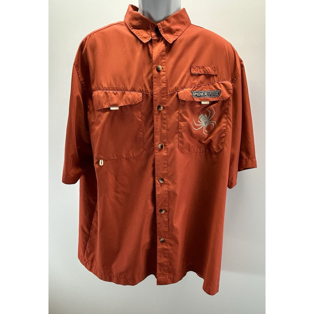 SpiderWire Men's Short Sleeved Button Down Fishing Shirt. Size XL