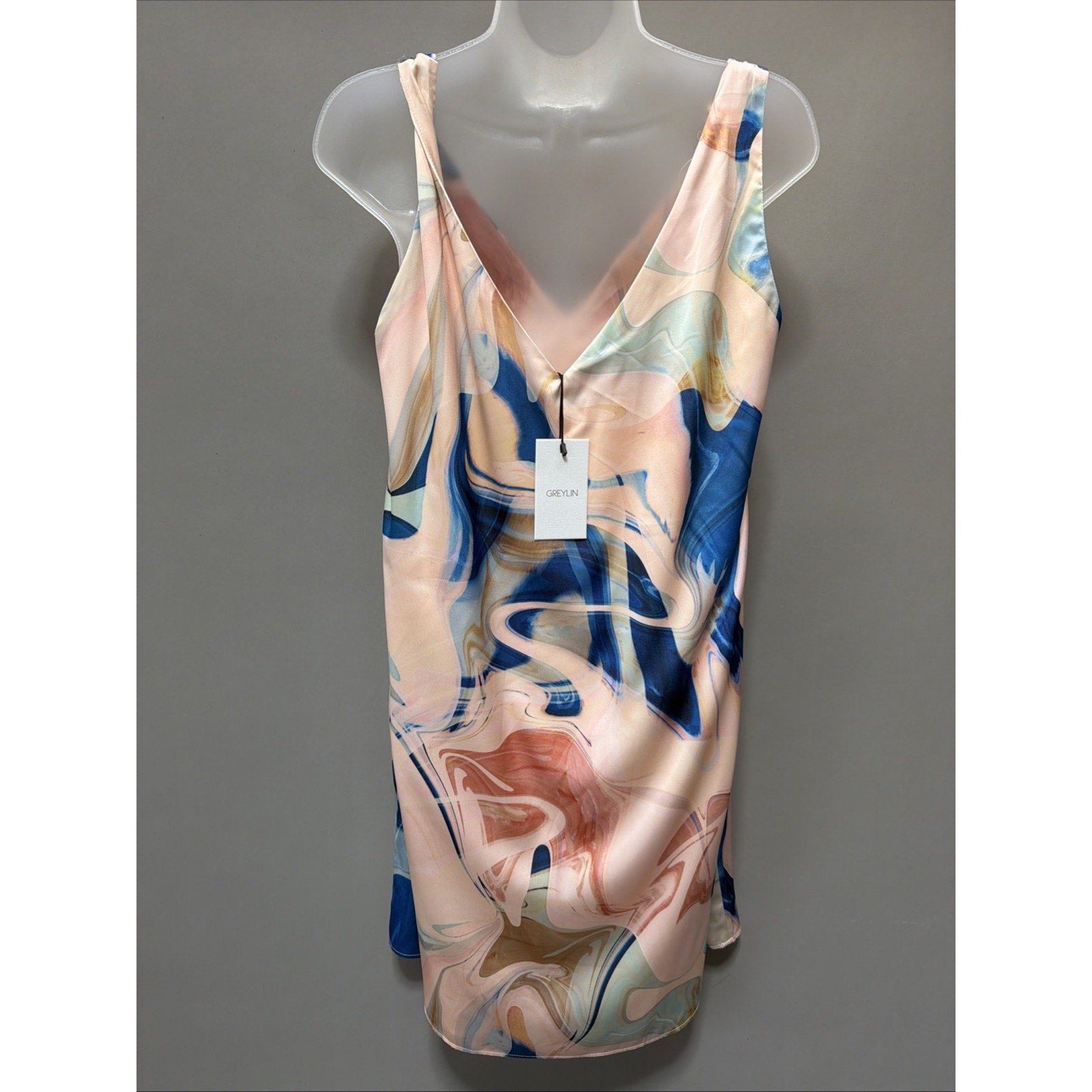Greylin Angelique Watercolor Flowy Flare Slip Dress Size Large New With tags